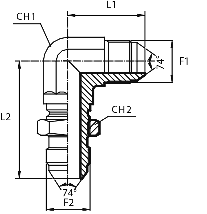 90° bulkhead adaptor male JIC - male JIC