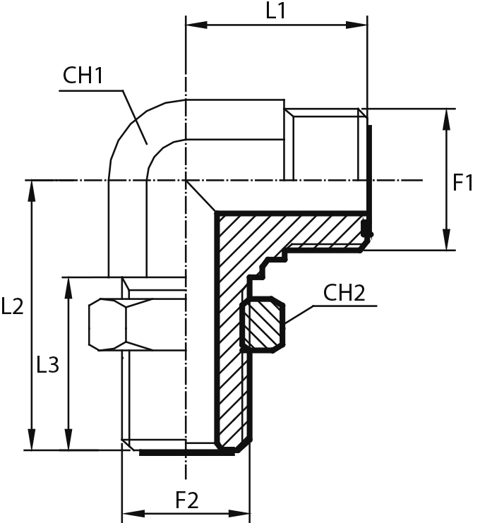 90° bulkhead Adaptor male ORFS - male ORFS