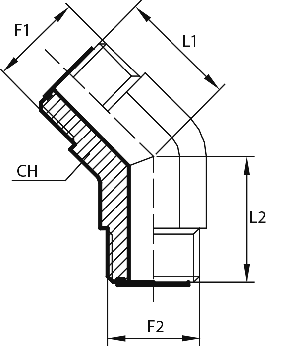 45° Adaptor male ORFS - male ORFS