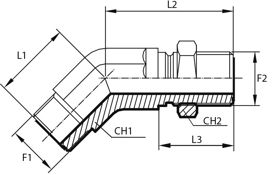 5° bulkhead adaptor male ORFS -  male ORFS