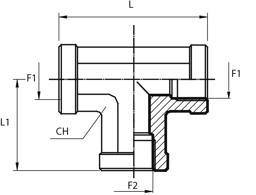 Tee fixed female Adaptor BSPP