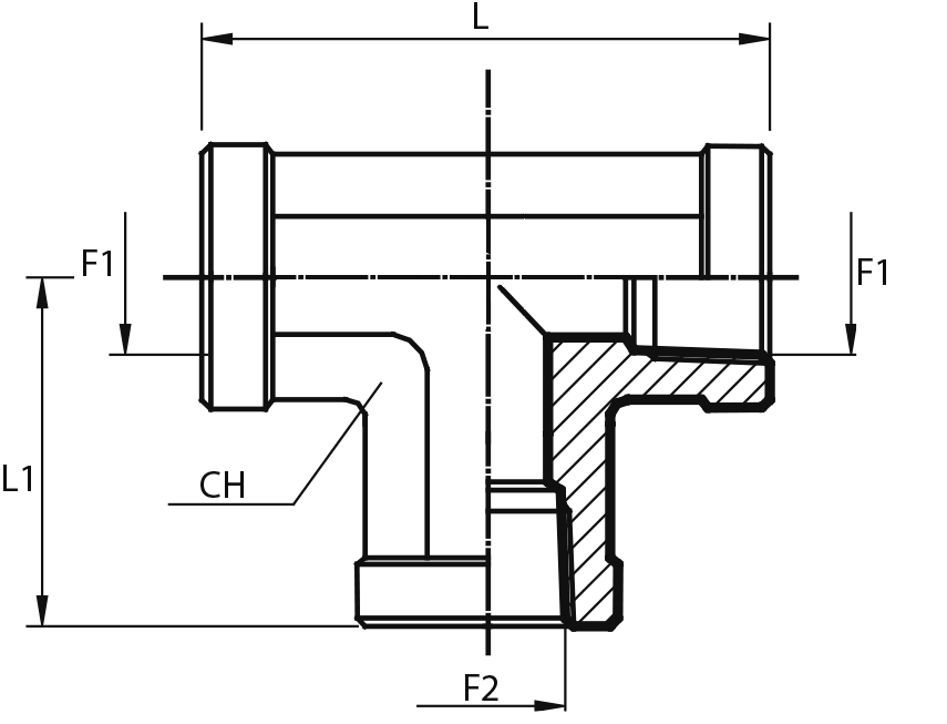 Tee fixed female Adaptor NPT