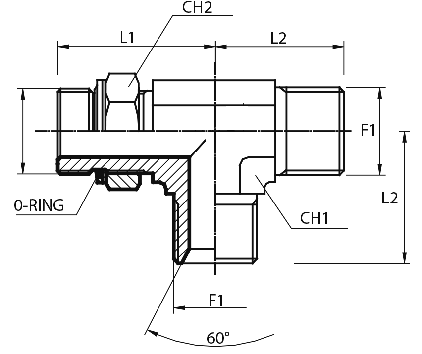 Adjustable Tee Adaptor Male BSPP - Male BSPP