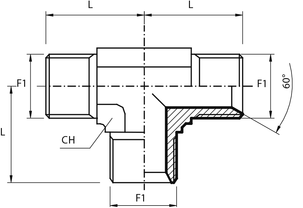 Male equal “T” metric adaptor