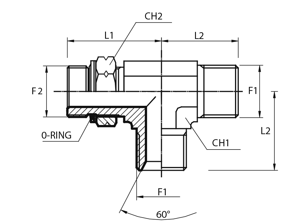 Adjustable Tee Adaptor metric male - metric male