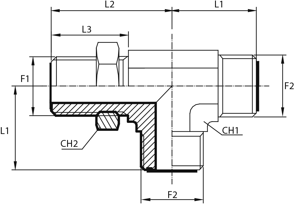 Run Tee bulkhead adaptor male ORFS - male-orfs