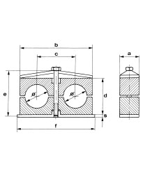 Double clamps in polypropylene, self-extinguishing polyamide or rubber