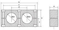 Heavy duty double clamps in polypropylene and self-extinguishing polyamid