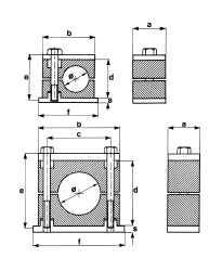 Standard clamps with upper plate in polypropylene, self-extinguishing polyamide, rubber or aluminium