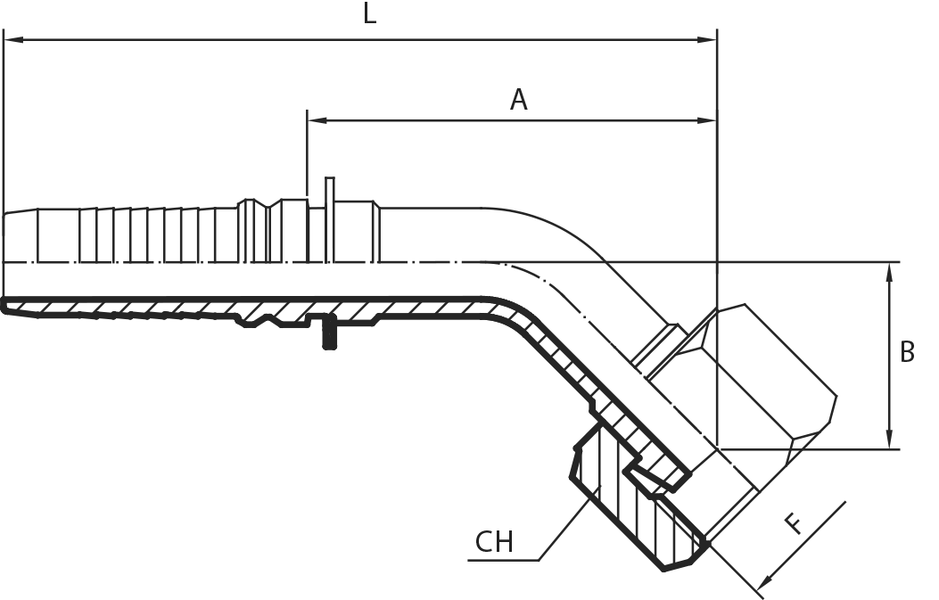 45° Orfs Female - Interlock