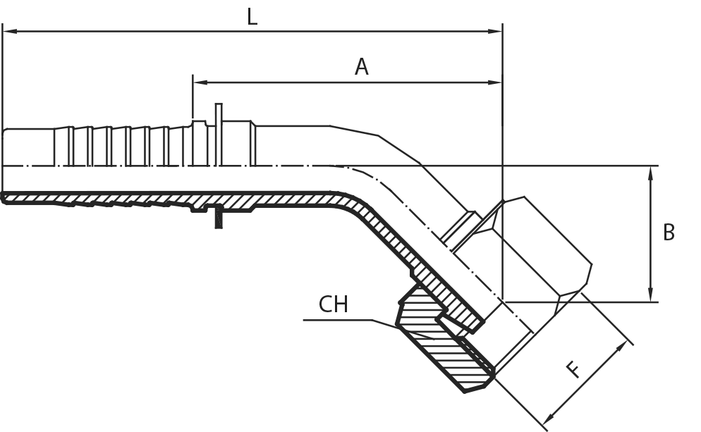 45° ORFS female