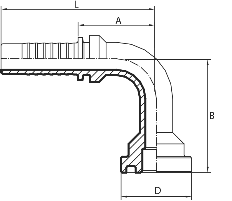 90° Flange 6000 PSI (one-piece)