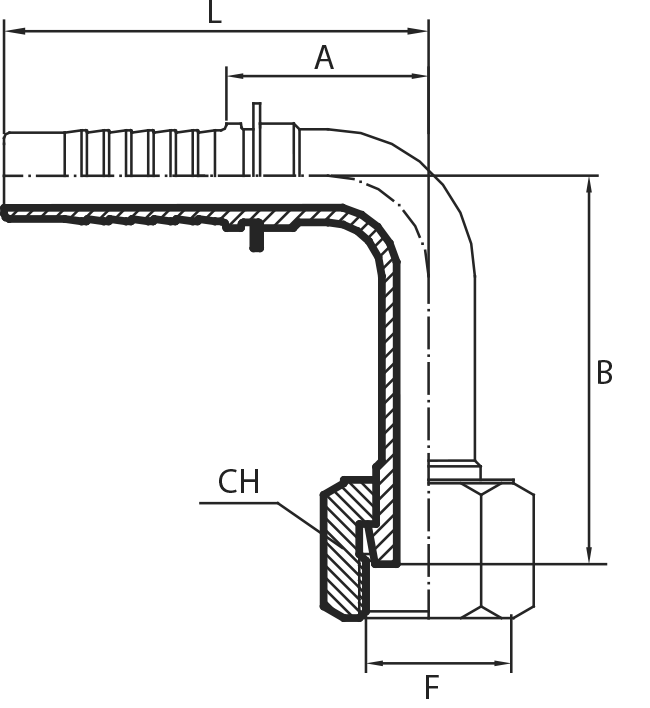 90° ORFS female