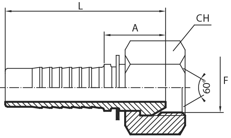 BSPP straight Female 60° cone (slip-on nut)