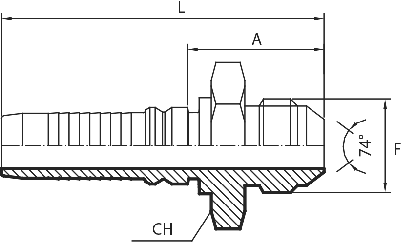 JIC Male 74° cone - INTERLOCK