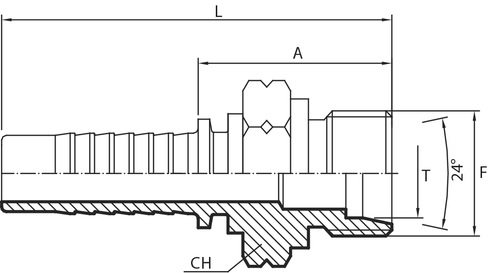 Metric Male 24° cone - French type