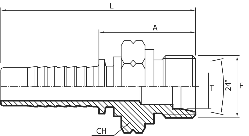 Metric Male 24° cone - L type