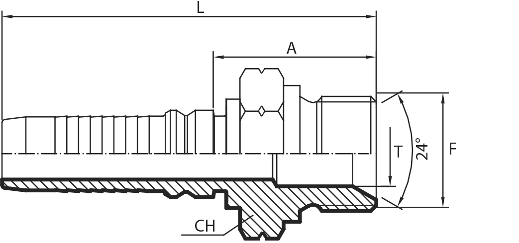 Metric Male 24° cone - S type - INTERLOCK