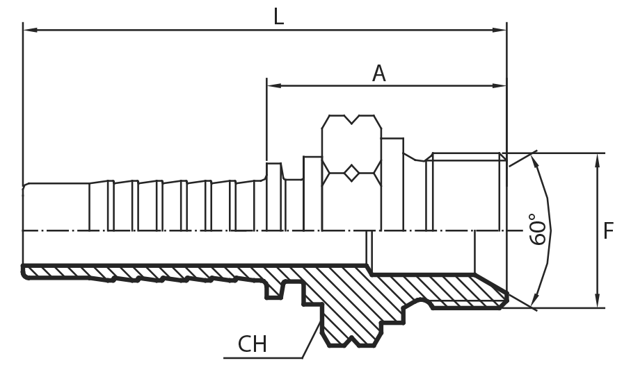 Metric male 60° cone